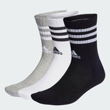 3-STRIPES CUSHIONED CREW SOCKS 3 PAIRS