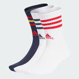 3-STRIPES CUSHIONED CREW SOCKS 3 PAIRS